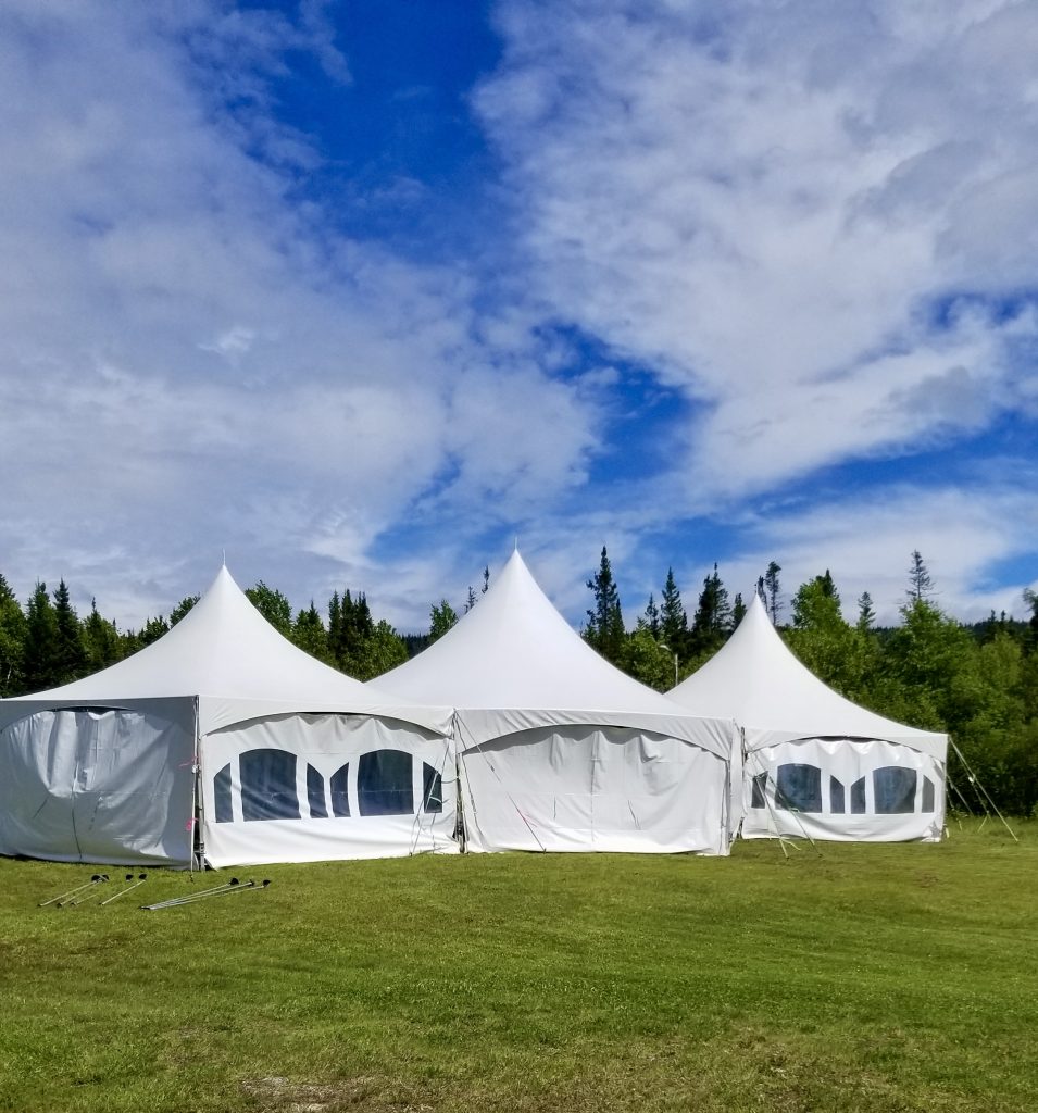 Event tent set up on the chalet grounds
