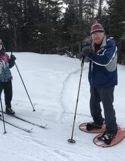Skier on the groomed trail